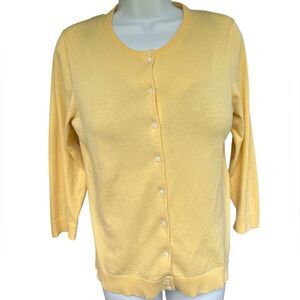 VTG 90s Y2K J. Crew Preppy Light Pale Yellow Women's Cardigan Sweater XL